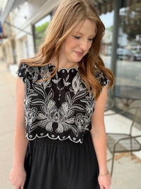 Raelyn Black & White Floral Top