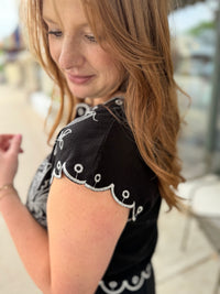 Raelyn Black & White Floral Top