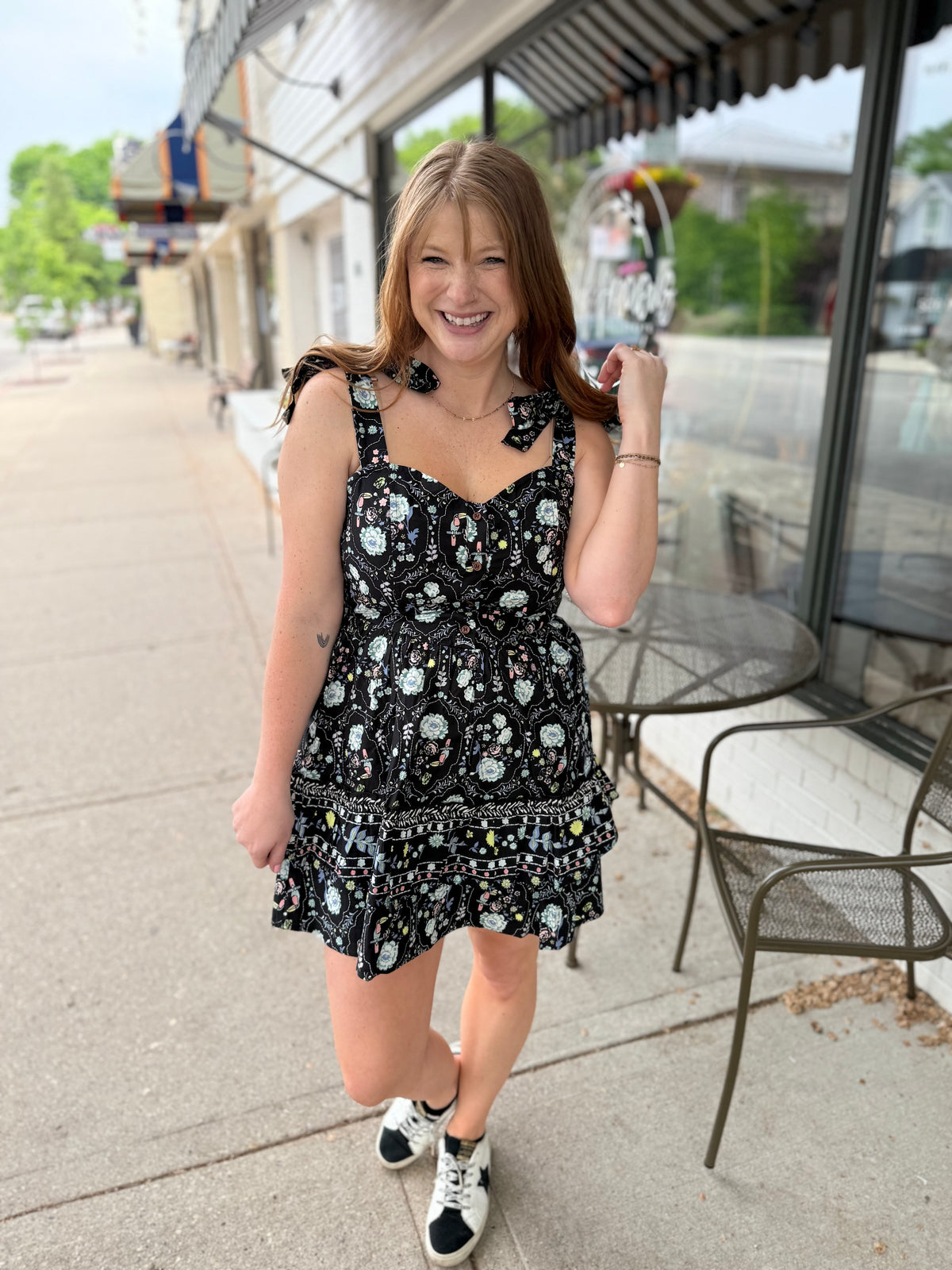 Floral Button Tie Dress