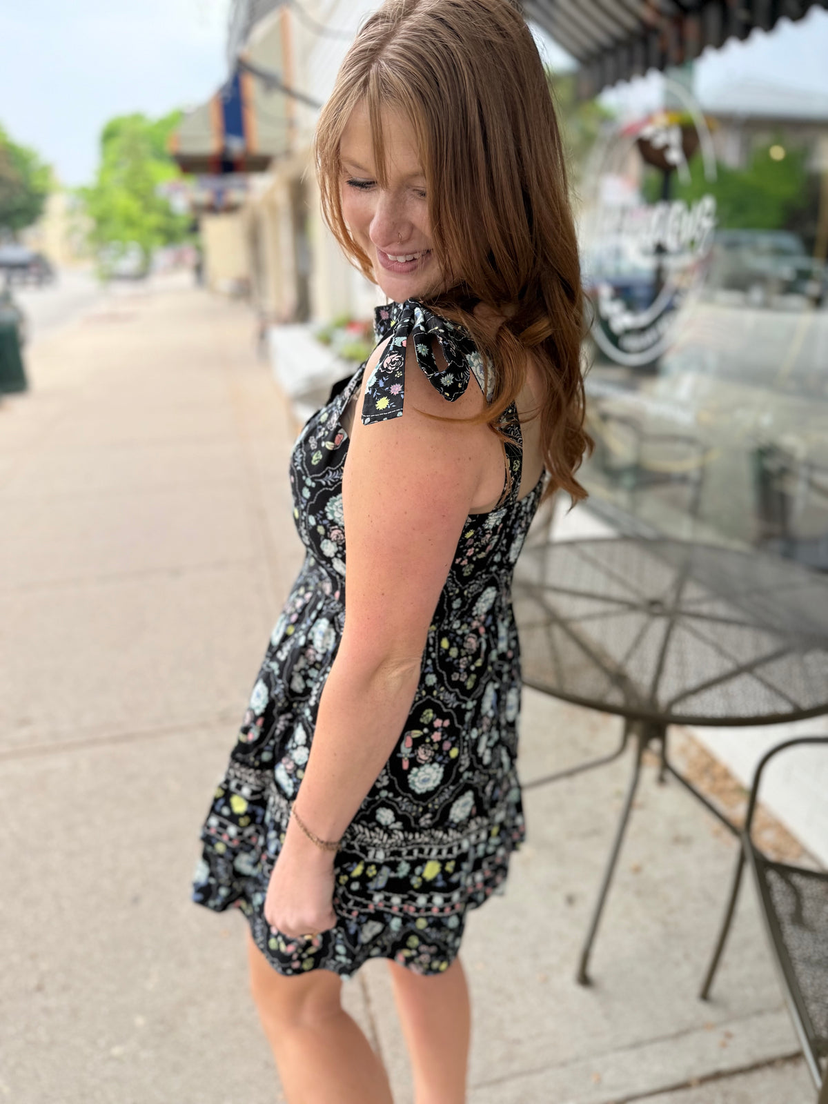 Floral Button Tie Dress