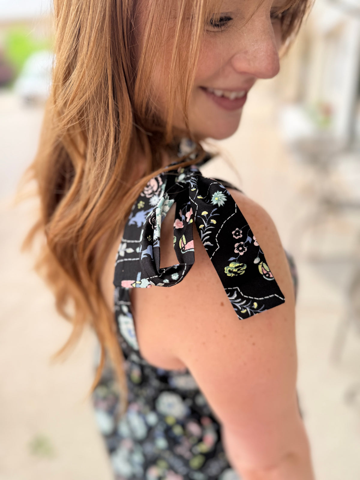 Floral Button Tie Dress