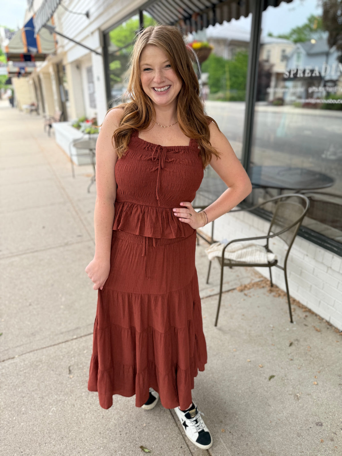 Rachel Rust Smocked Skirt