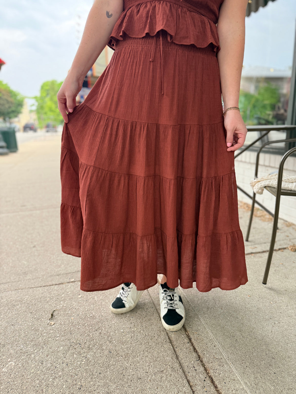 Rachel Rust Smocked Skirt