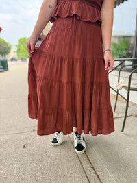 Rachel Rust Smocked Skirt