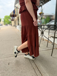 Rachel Rust Smocked Skirt