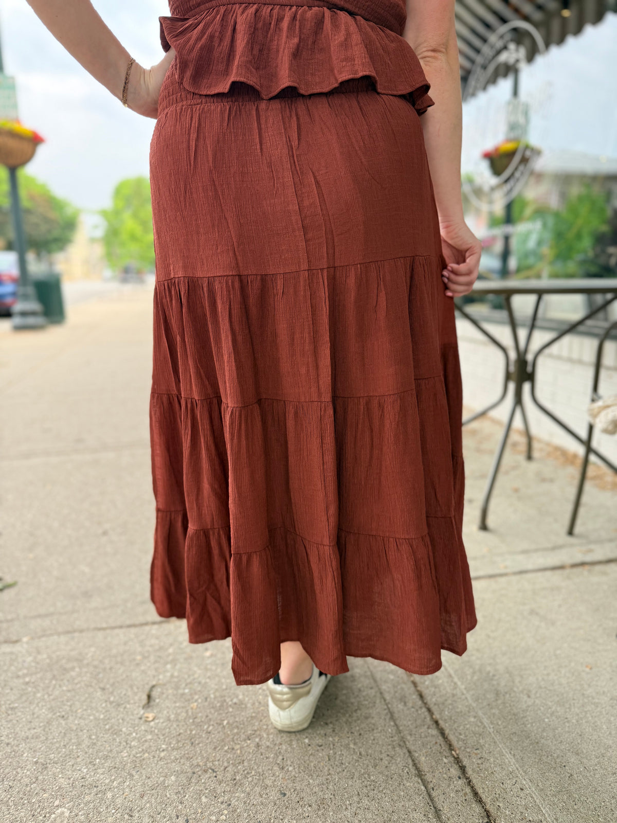 Rachel Rust Smocked Skirt