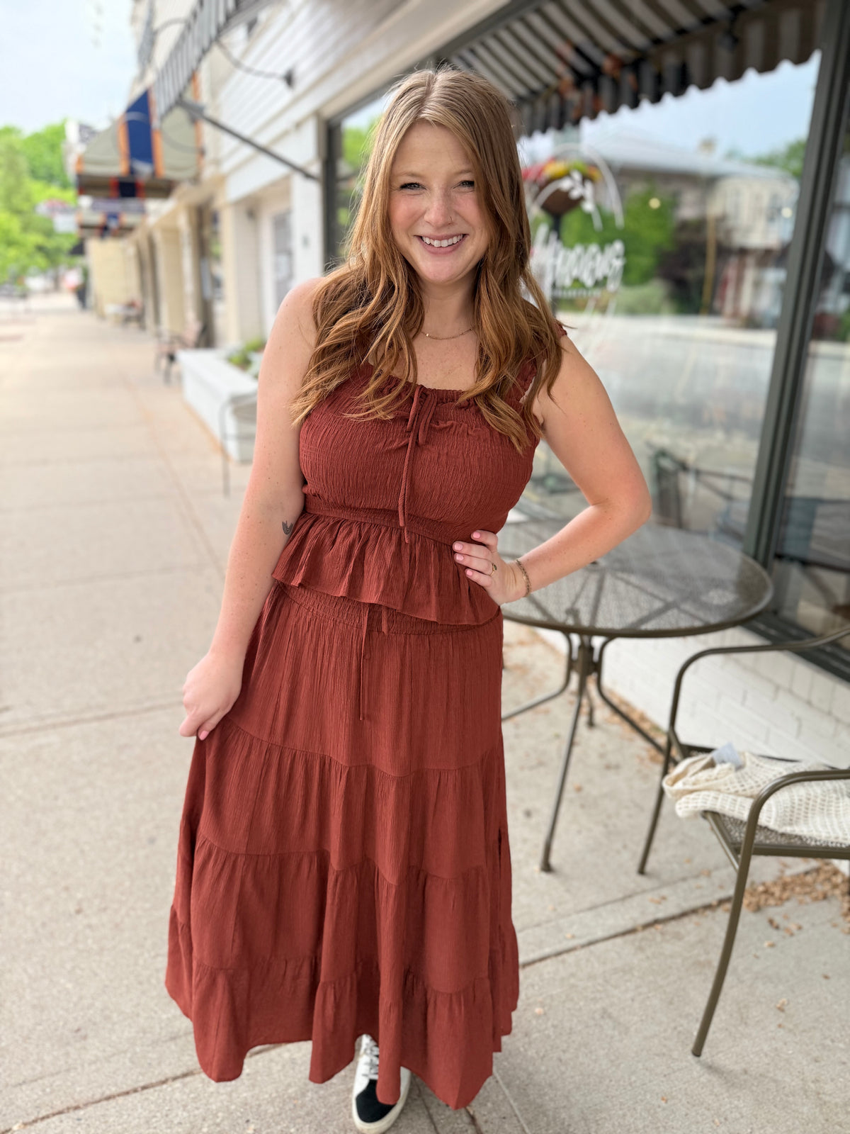 Rachel Rust Smocked Babydoll Tank