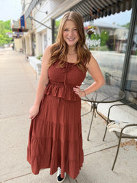 Rachel Rust Smocked Babydoll Tank