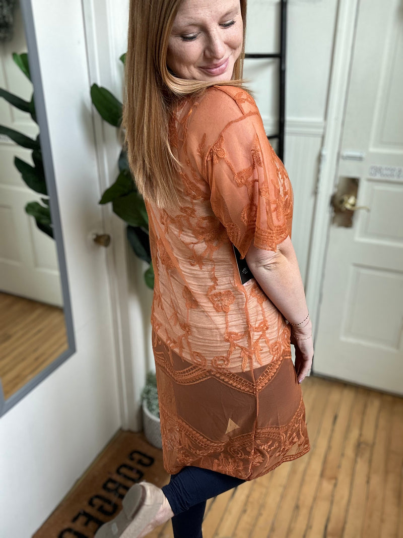 Lucy Lace Coverup - Rust
