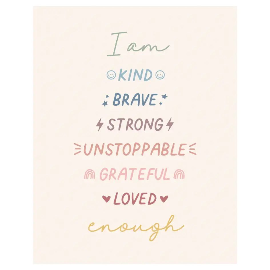 Affirmations Banner (Muted Rainbow) - Kids Wall Hanging