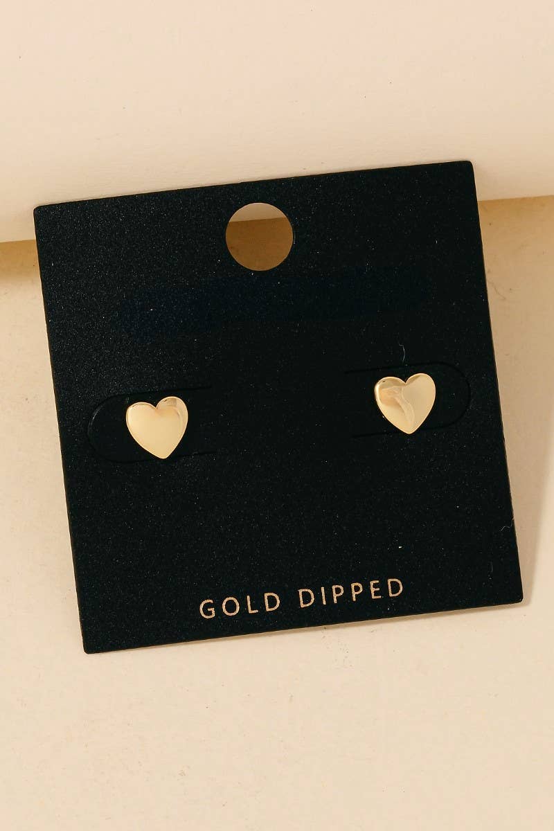 Gold Dipped Mini Heart Stud Earrings