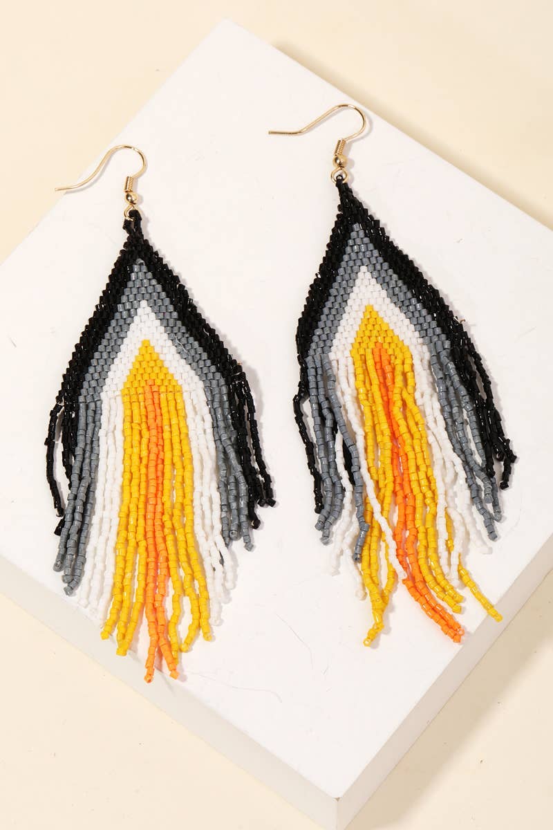 Triangle Seed Bead Fringe Hook Earrings