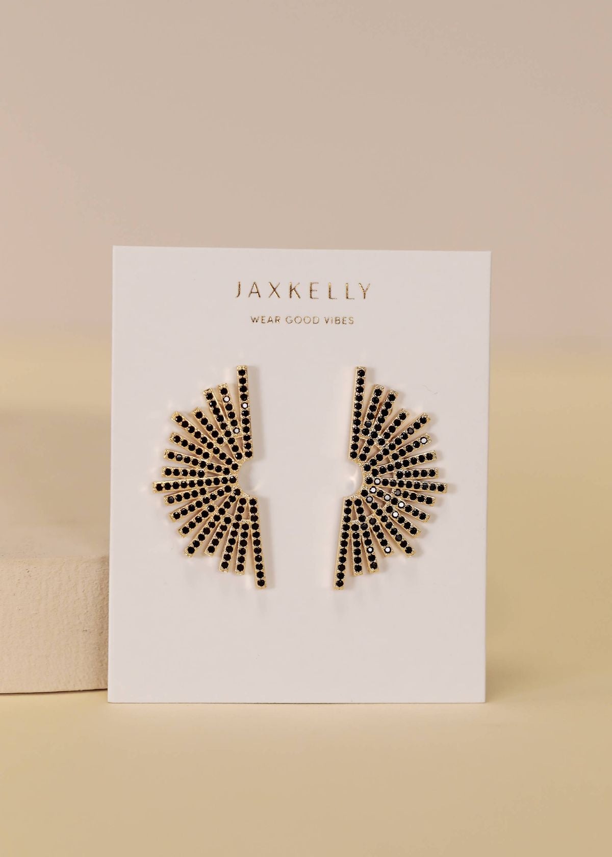 Black Sunburst - Gold Earrings