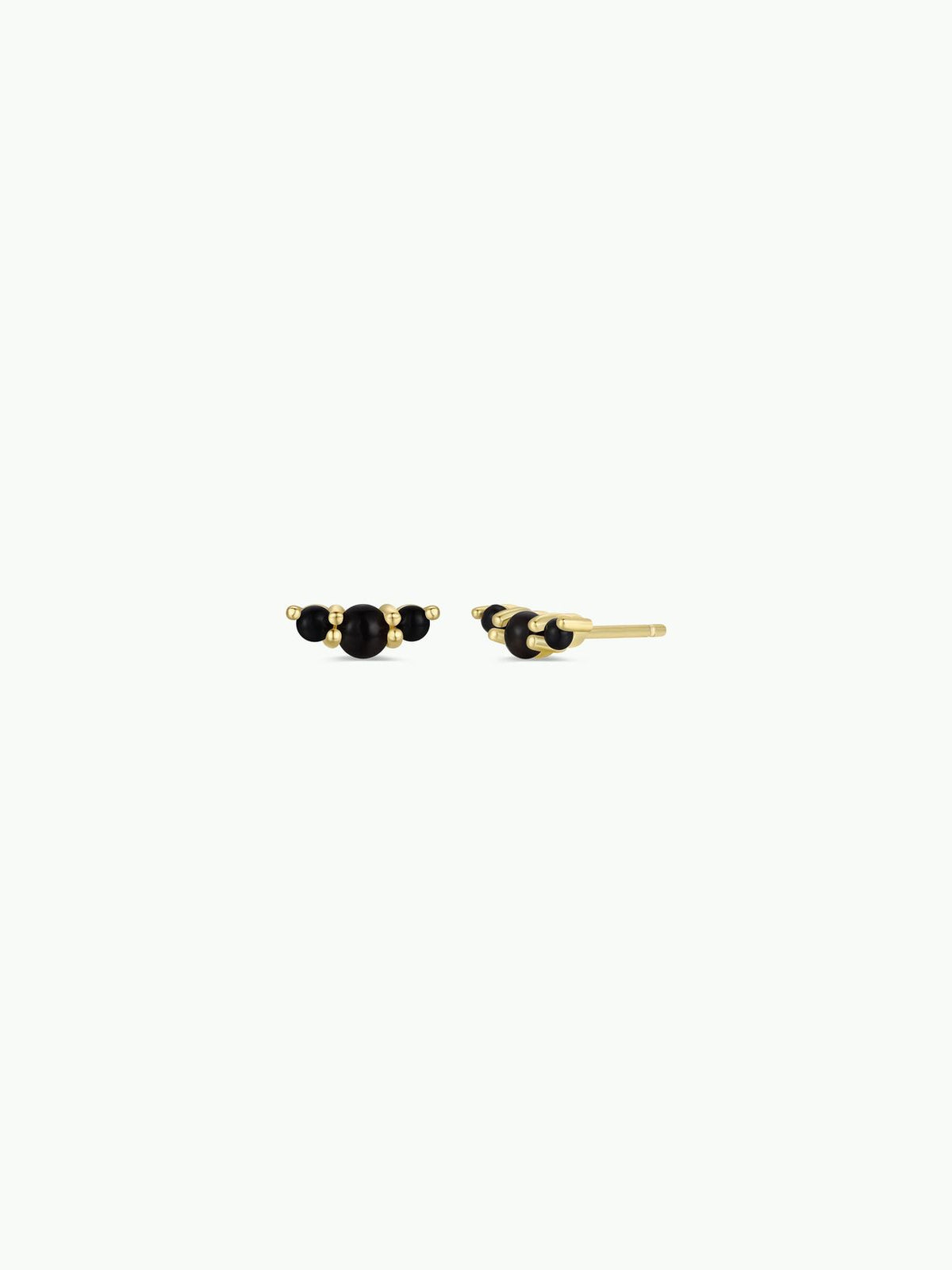 Crescent Gold Earrings - Black Tourmaline