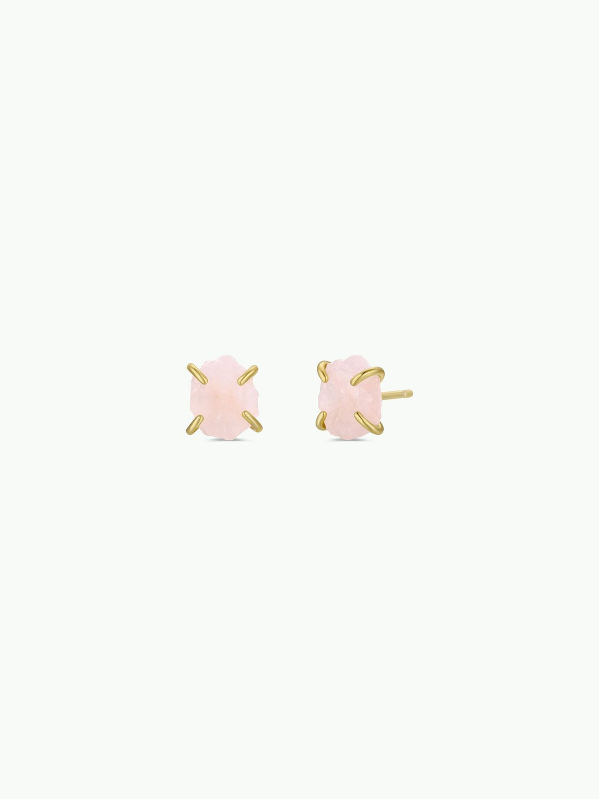Rose Quartz Gemstone Prong- Gold Earrings