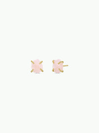 Rose Quartz Gemstone Prong- Gold Earrings