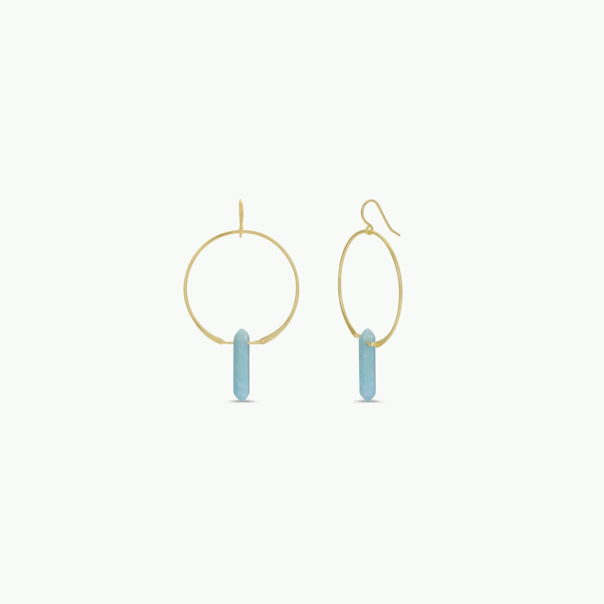 Amazonite Hoops - Gold Earrings