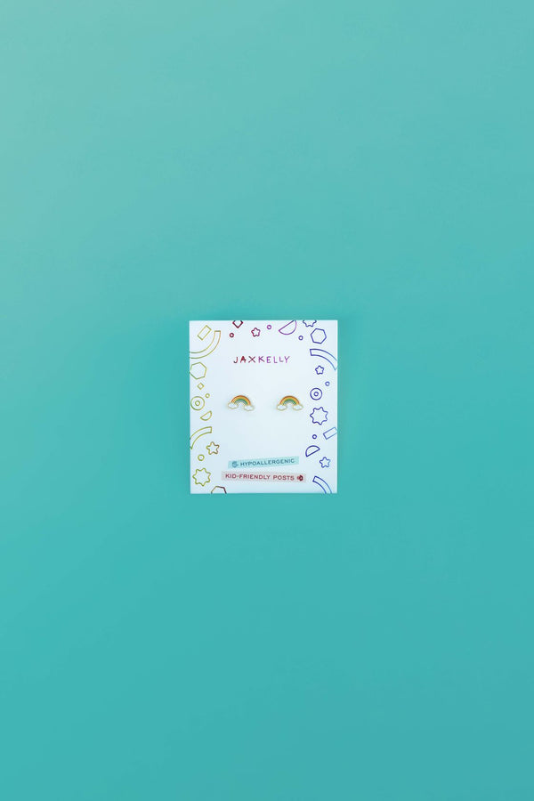 Rainbow Enamel Flat Back Kids Earrings