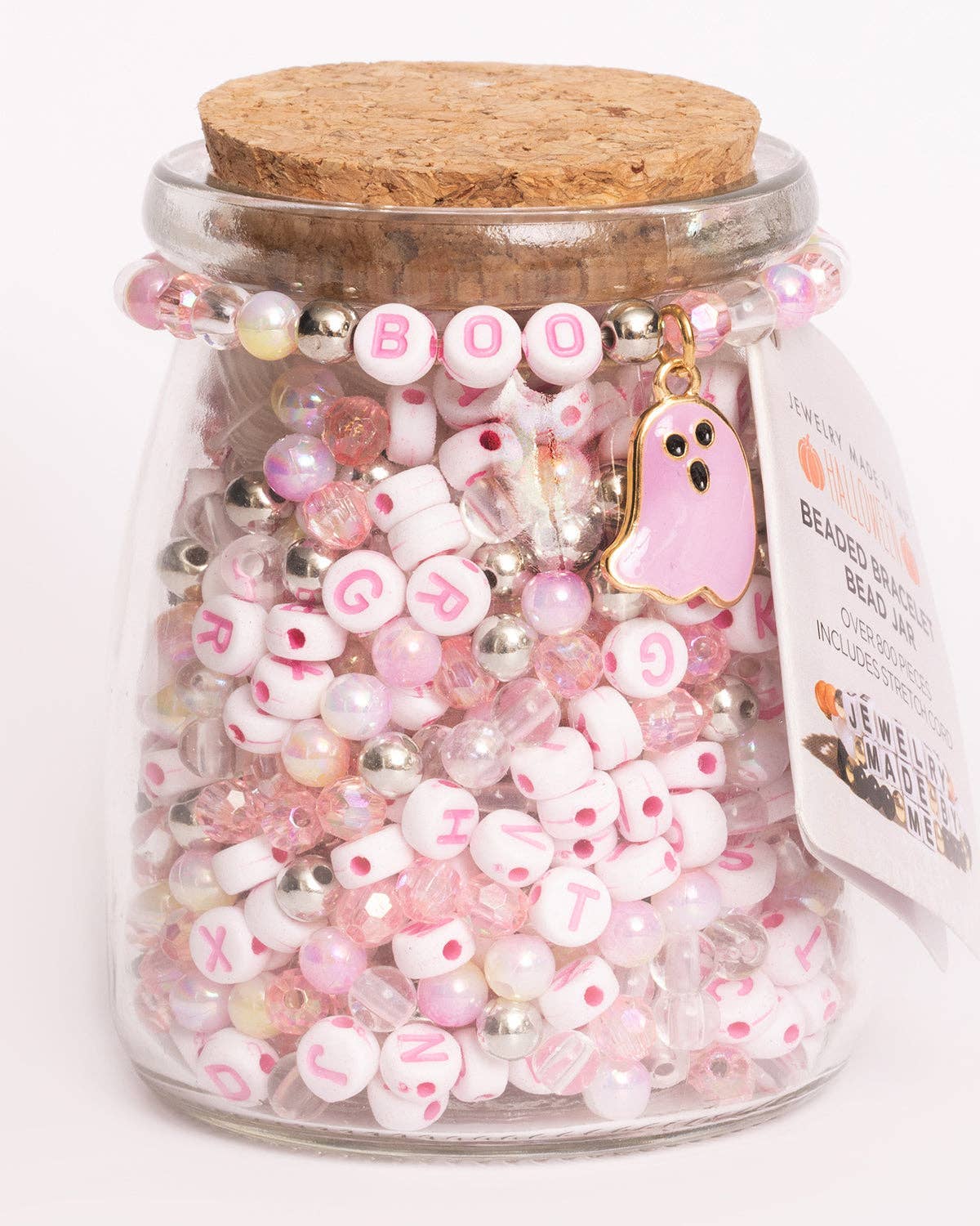Boo Pastel Pink & Ghost Charm Diy Bead Jar