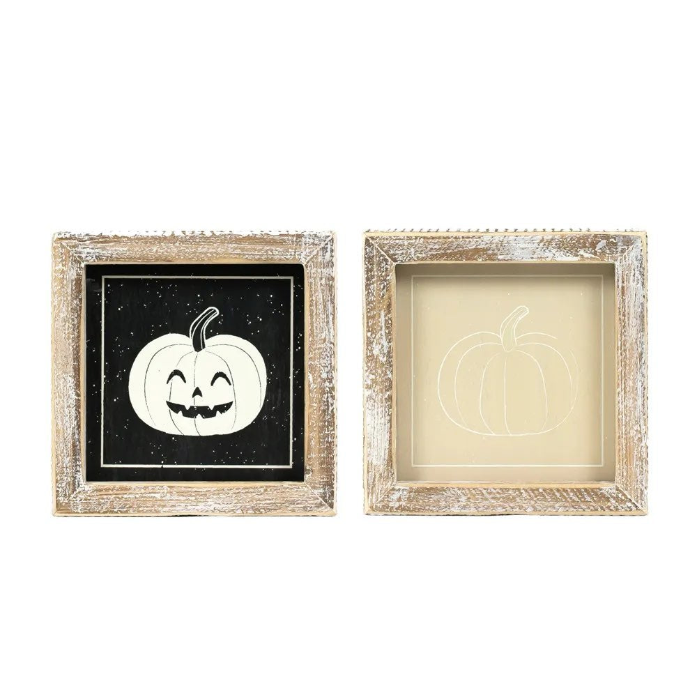Pumpkin Double Sided Wood Sign- NC