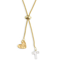 Charm Necklace - Heart and Cross