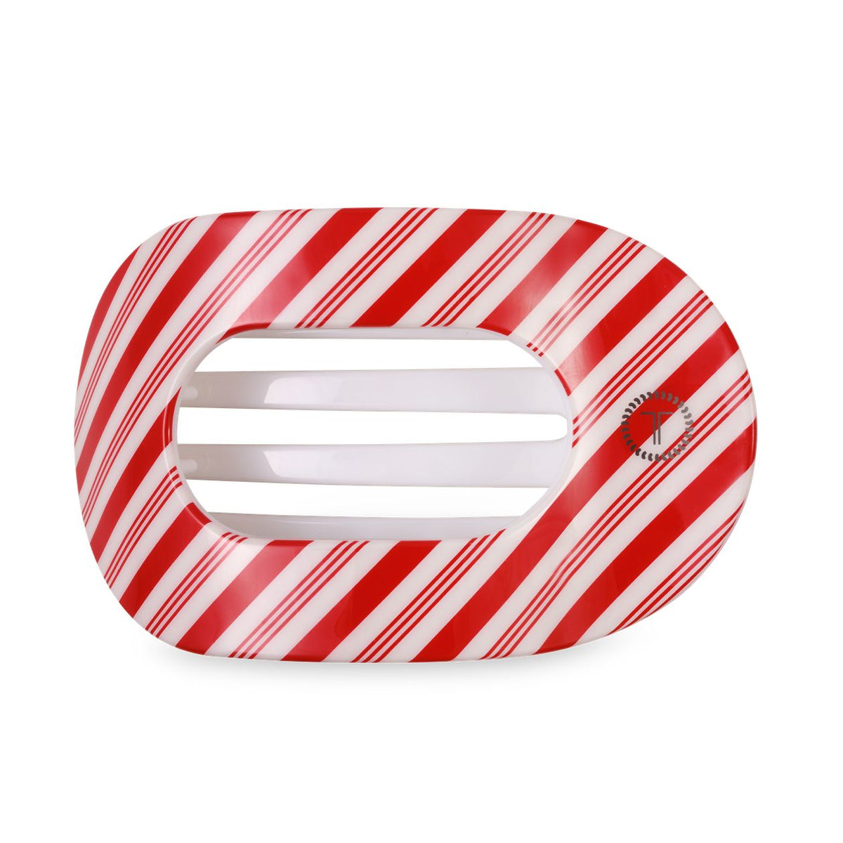 Teletie Flat Round Hair Clip - Large - Candy Cane Crush