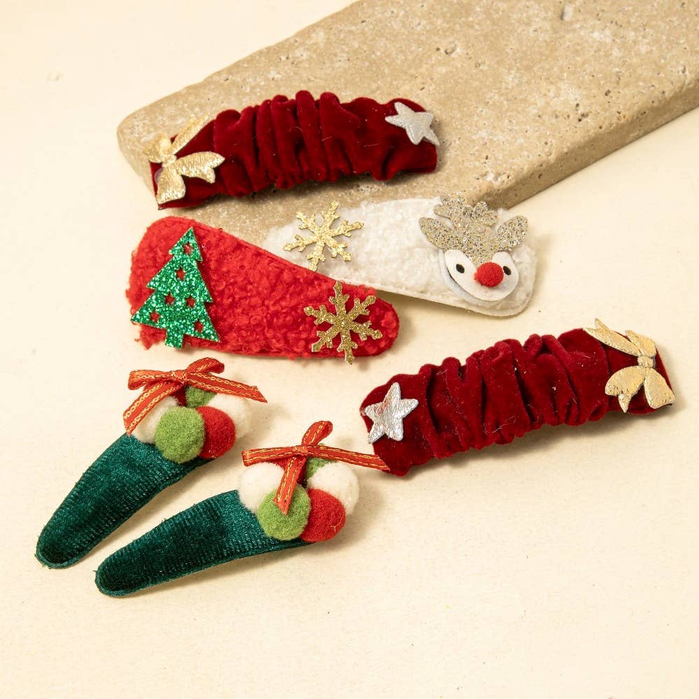 Christmas Hair Clips - Set of 6 Clips