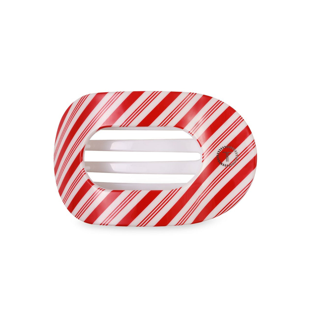 Teletie Flat Round Hair Clip - Medium - Candy Cane Crush