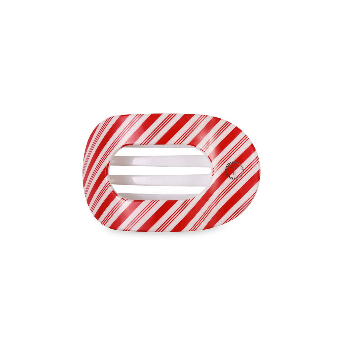 Teletie Flat Round Hair Clip - Small - Candy Cane Crush