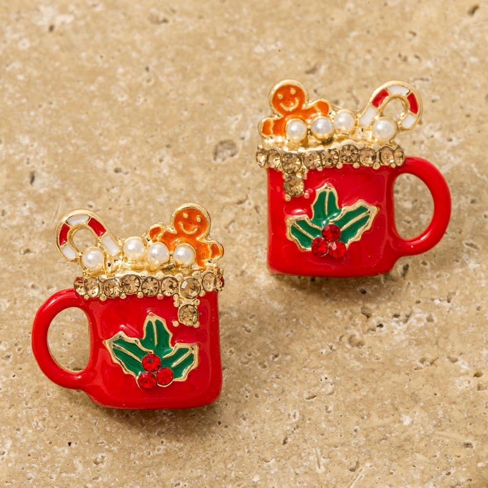 Christmas Themed Mug Stud Earrings