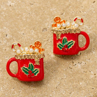 Christmas Themed Mug Stud Earrings