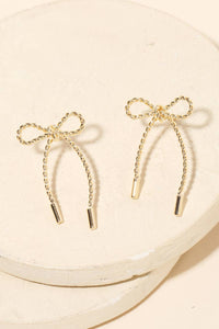 Twisted Bow Tie Earrings - Gold