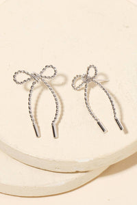 Twisted Bow Tie Earrings - Silver