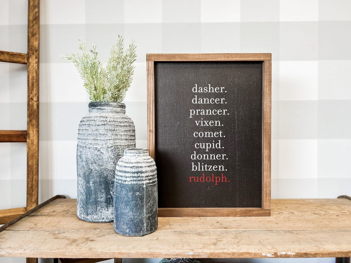 Reindeer Names Wood Sign