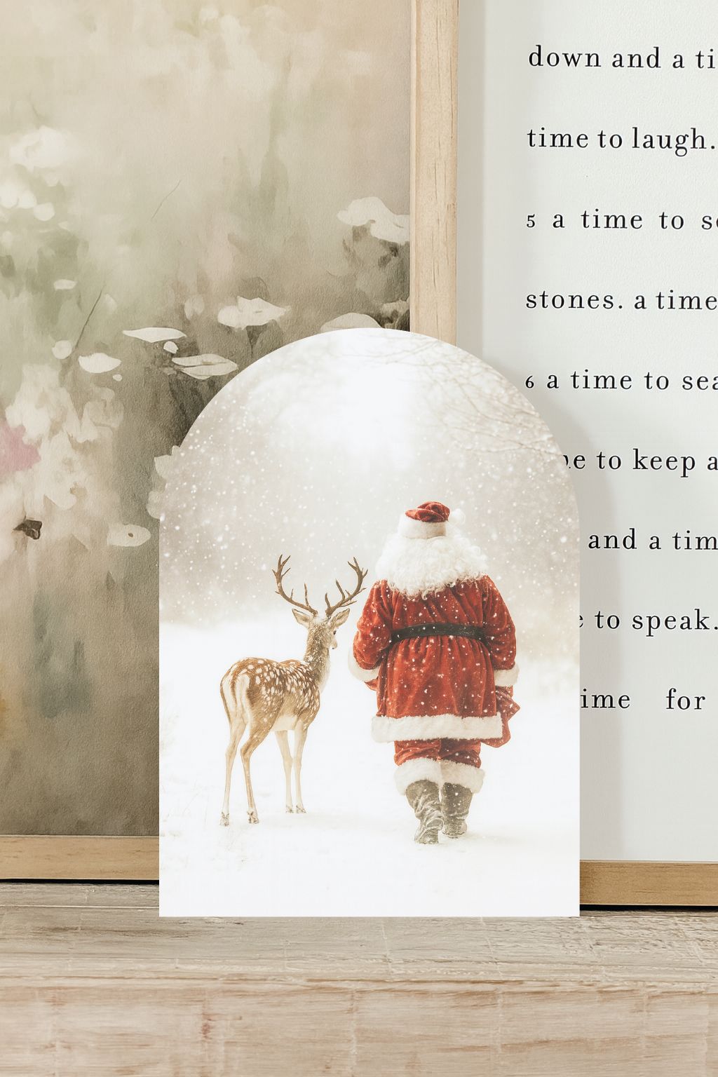 Santa and Reindeer Arch Wood Sign + Base