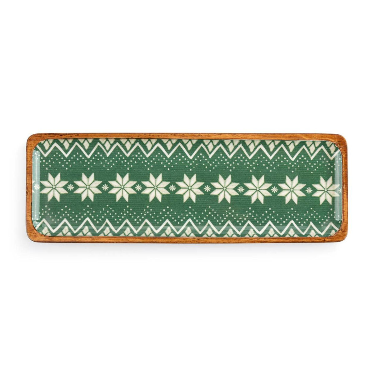 Green Scandi Wood Enamel Tray