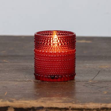 3.25" Dotted Glass 3D Flame Candle - Red
