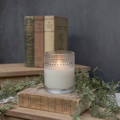 5" Dotted Glass 3D Flame Candle - Clear