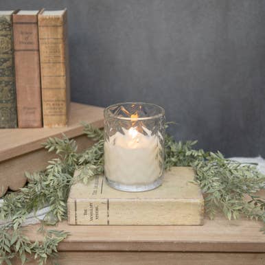 5" Chevron Glass 3D Flame Candle - Clear