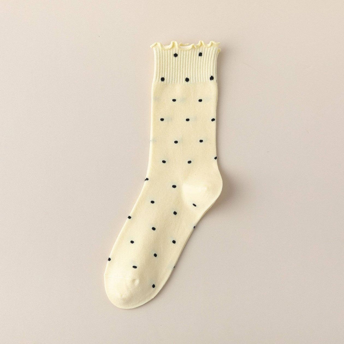 Yellow Polka Dot Ruffle Crew Socks