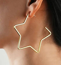 Gold Star Hoop Earrings