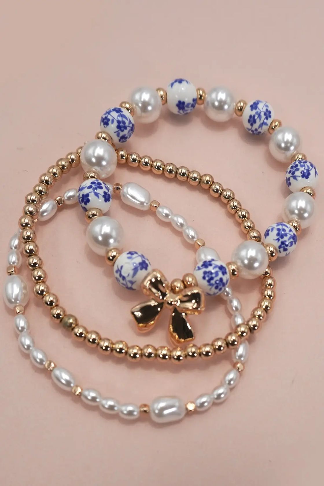 Blue Bow Multi Layer Bracelet
