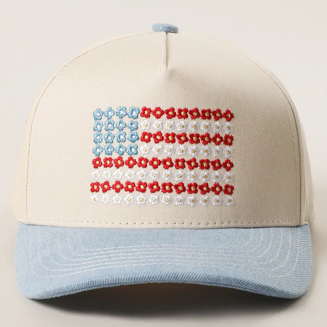 Floral American Flag Trucker Hat