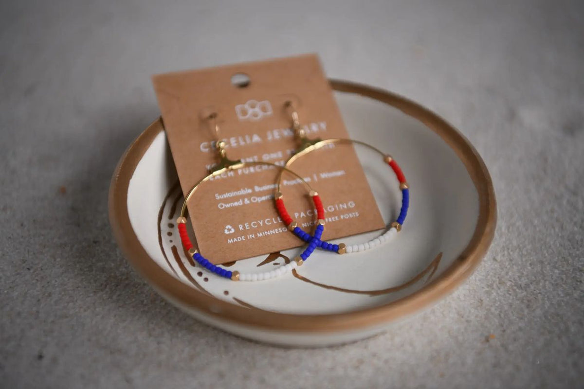 Red White Blue Seed Bead Earrings