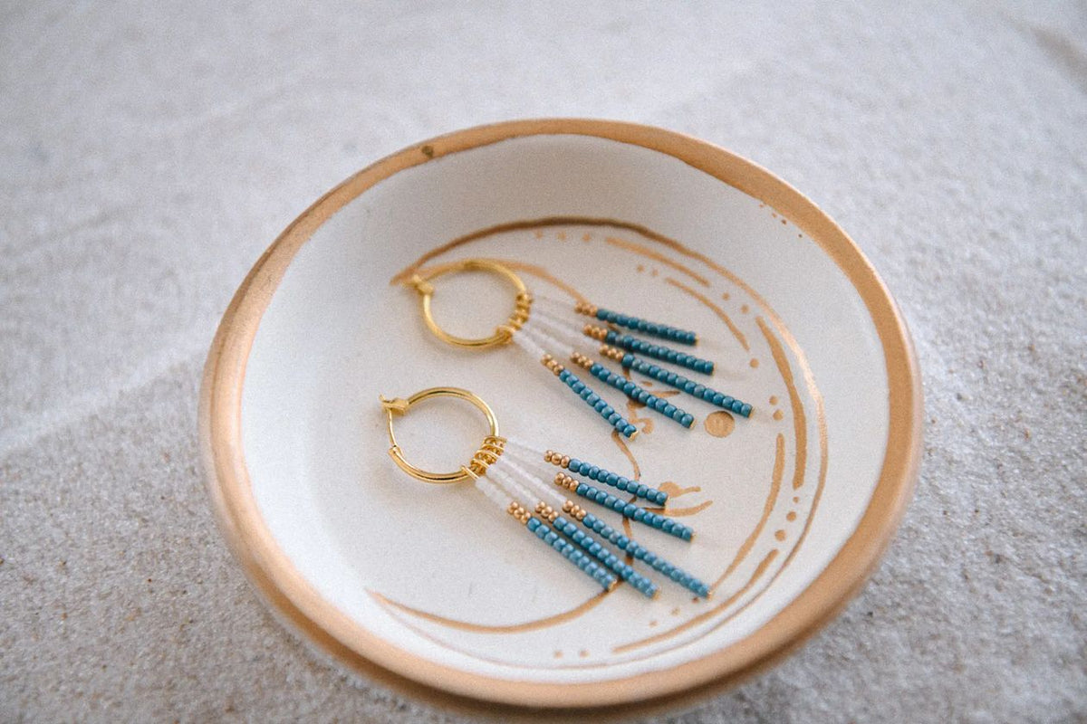 Beaded Fringe Hoops Earrings