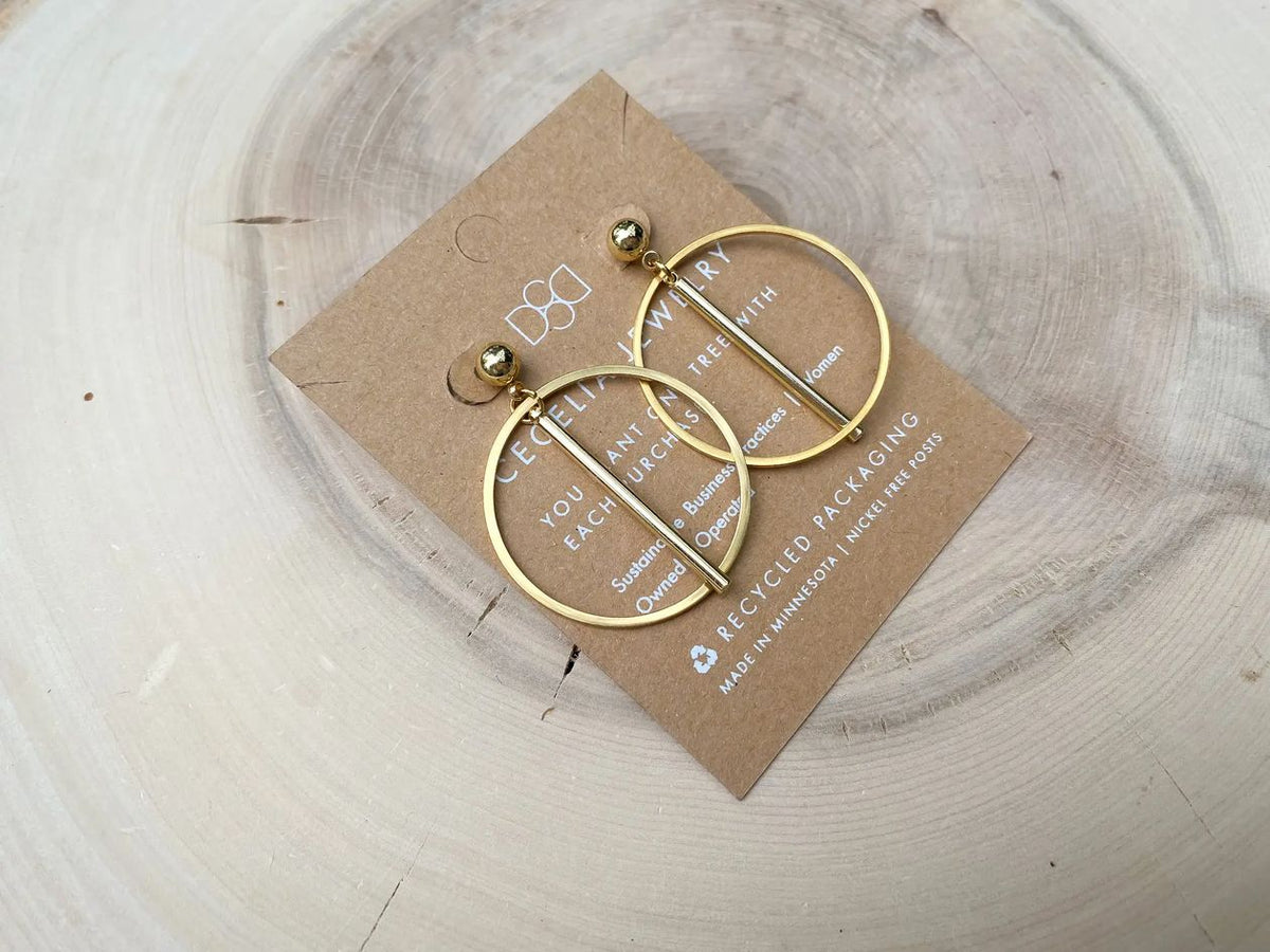 Gold Plated Bar Hoop Earrings