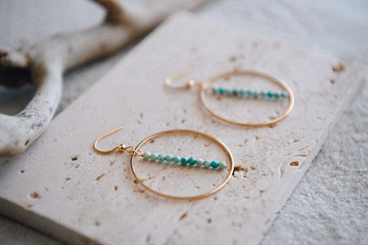 Gemstone Drop Hoop Earring