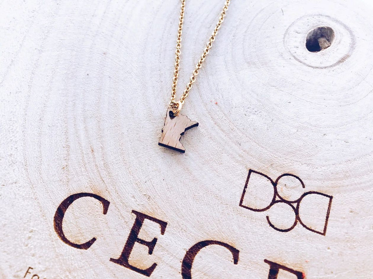 Wisconsin Wood State Necklace