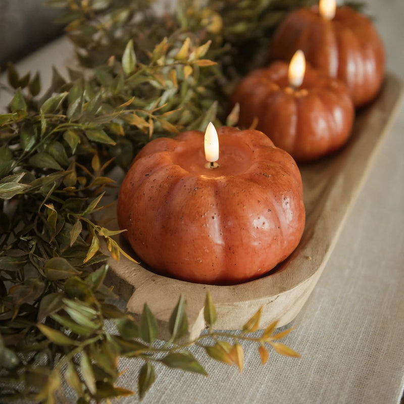 3.5" Short Pumpkin 3D Flame Candle