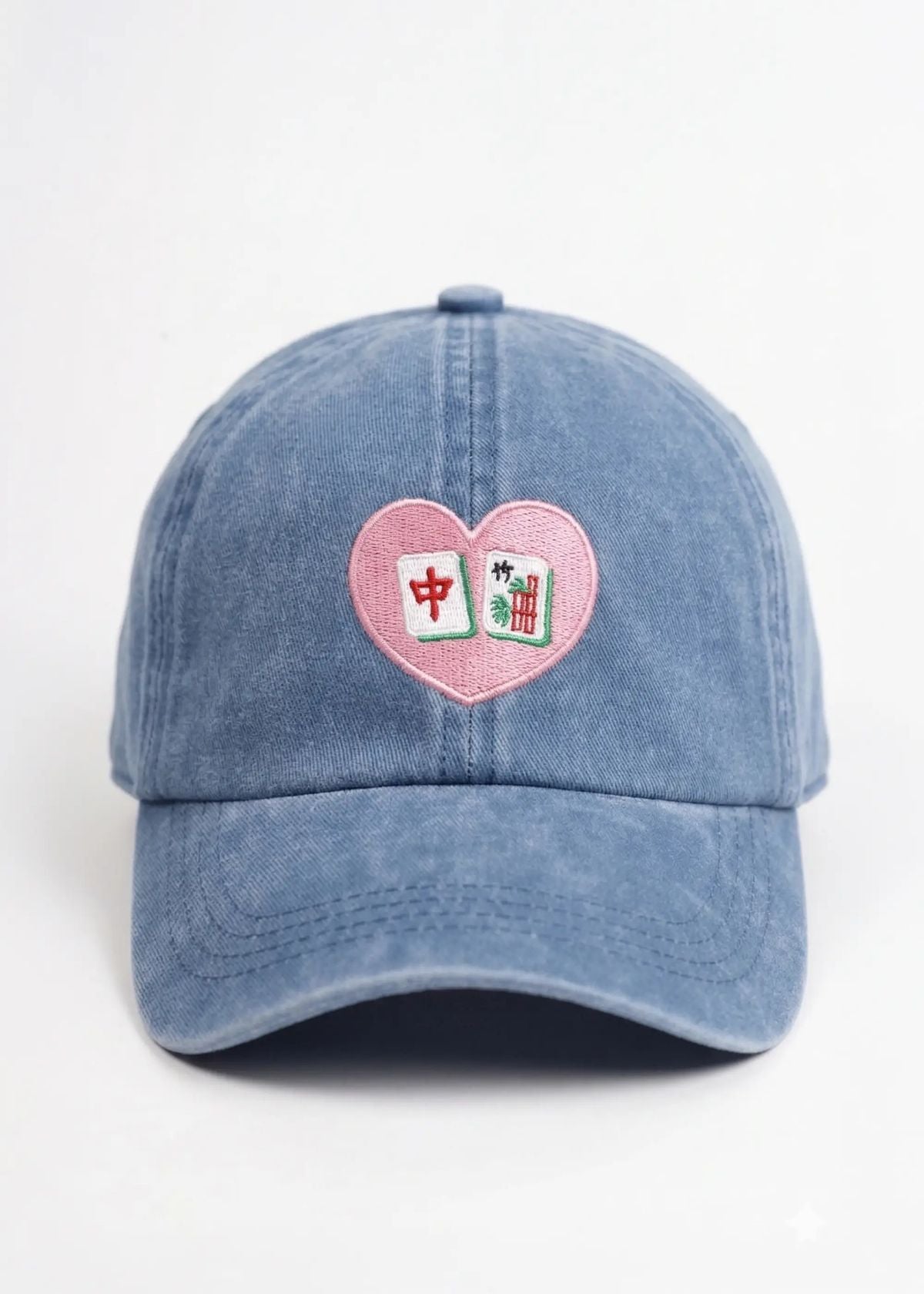 Mahjong Heart Tiles Embroidered Baseball Cap